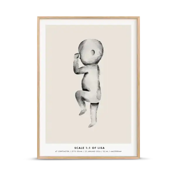 Birth poster aquarel beige