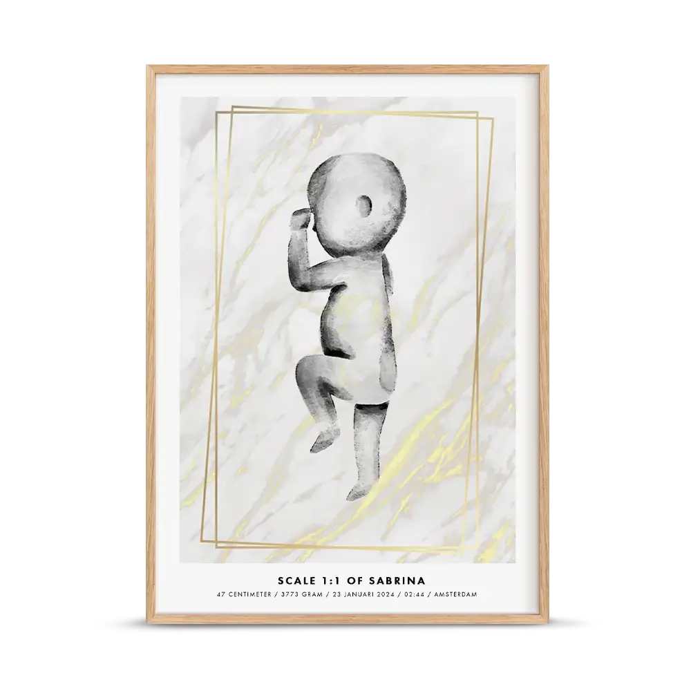 Birth poster aquarel goldmarble