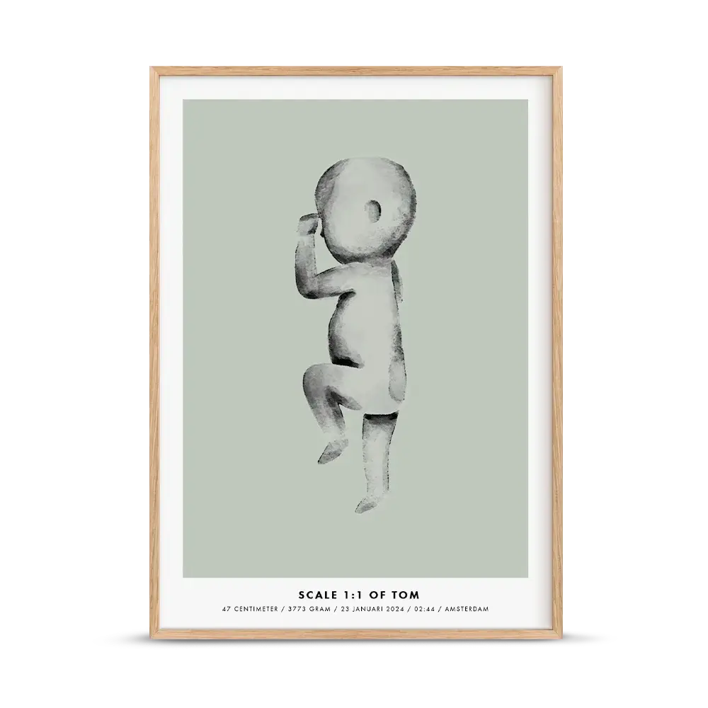 Birth poster aquarel green