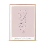 Birth poster line-pink