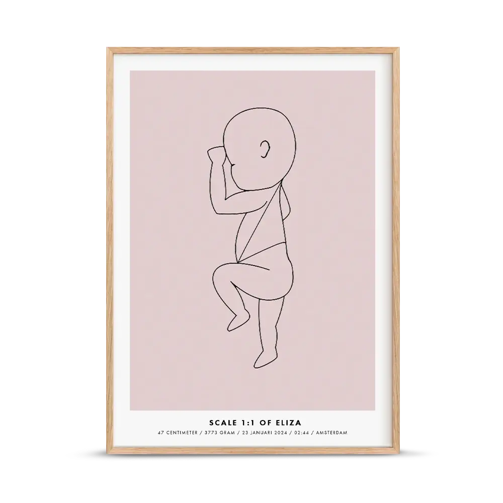 Birth poster line-pink