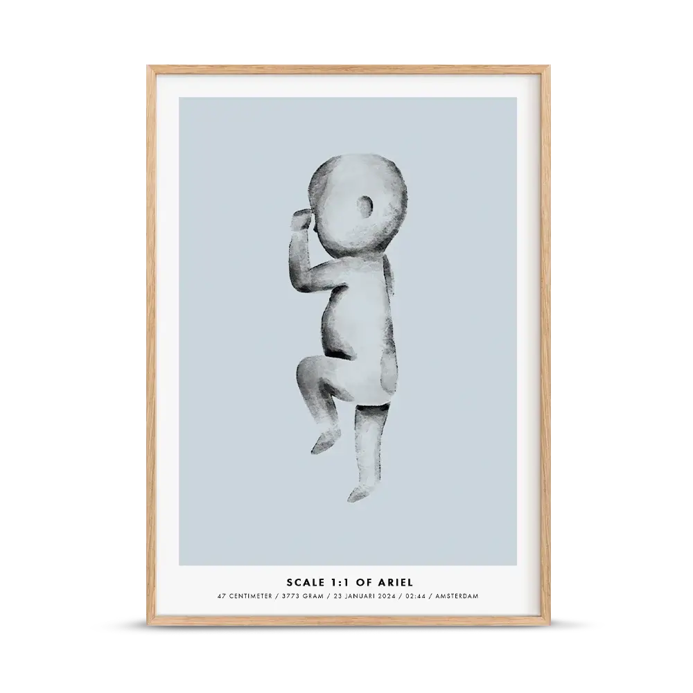 Birth poster aquarel blue