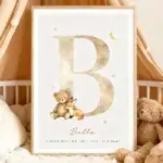 Little Letters – Letter B - Geboorteposter Letter - Birth Poster - Teddy Fox